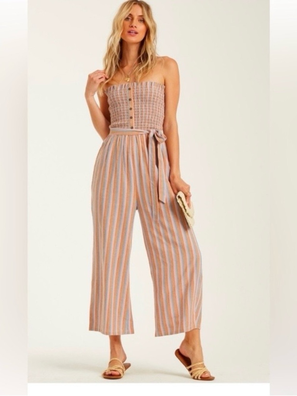 Billabong Striped Wide-Leg Jumpsuit